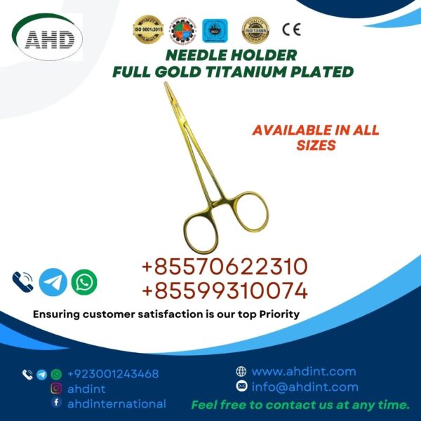 NEEDLE HOLDER FULL GOLD TITANIUM PLATED